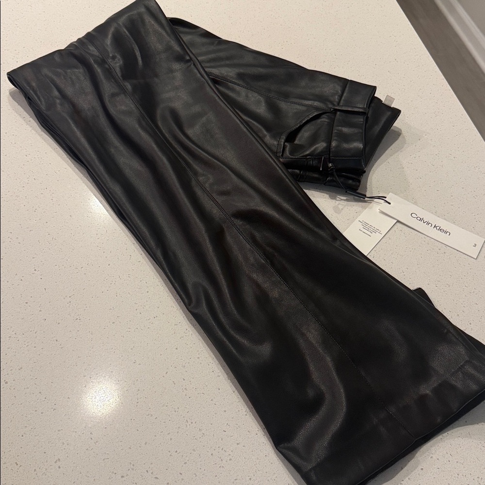 Calvin Klein Black Leather Trousers